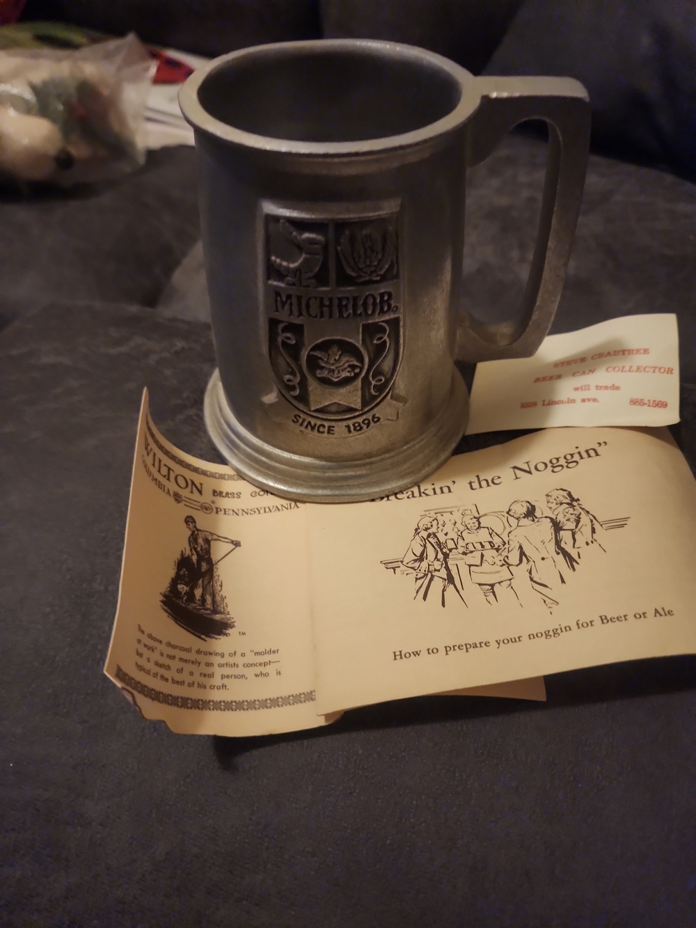 Vintage 1896 Wilton Pewter Tankard Mug in Gray USA